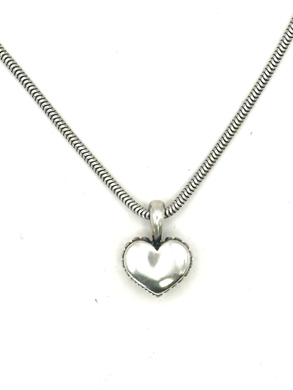 Lagos Caviar Sterling Silver 925 Beaded Heart Pendant Necklace 15.5”